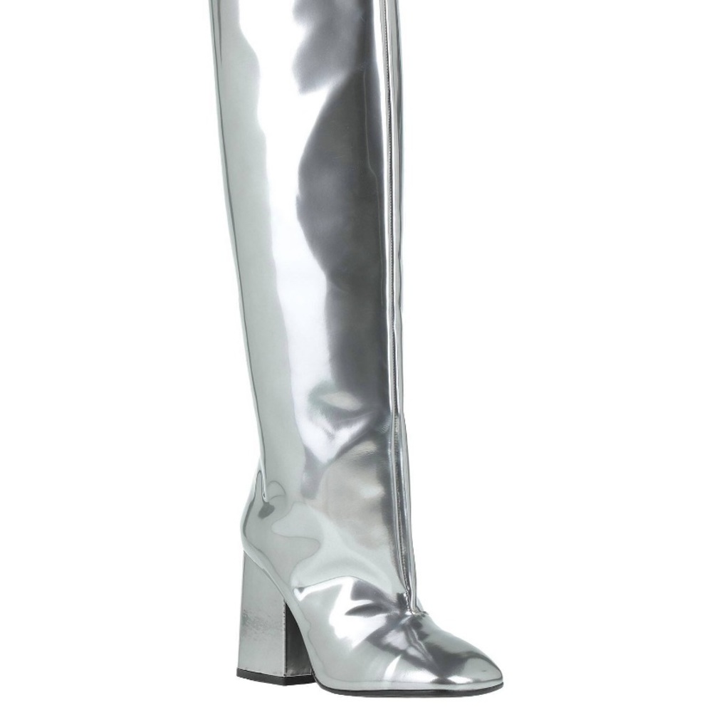 Marni metallic silver knee boot